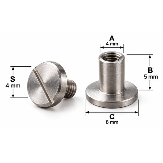 Rivets à vis 8/5 mm - argentés - acier inoxydable – CraftPoint