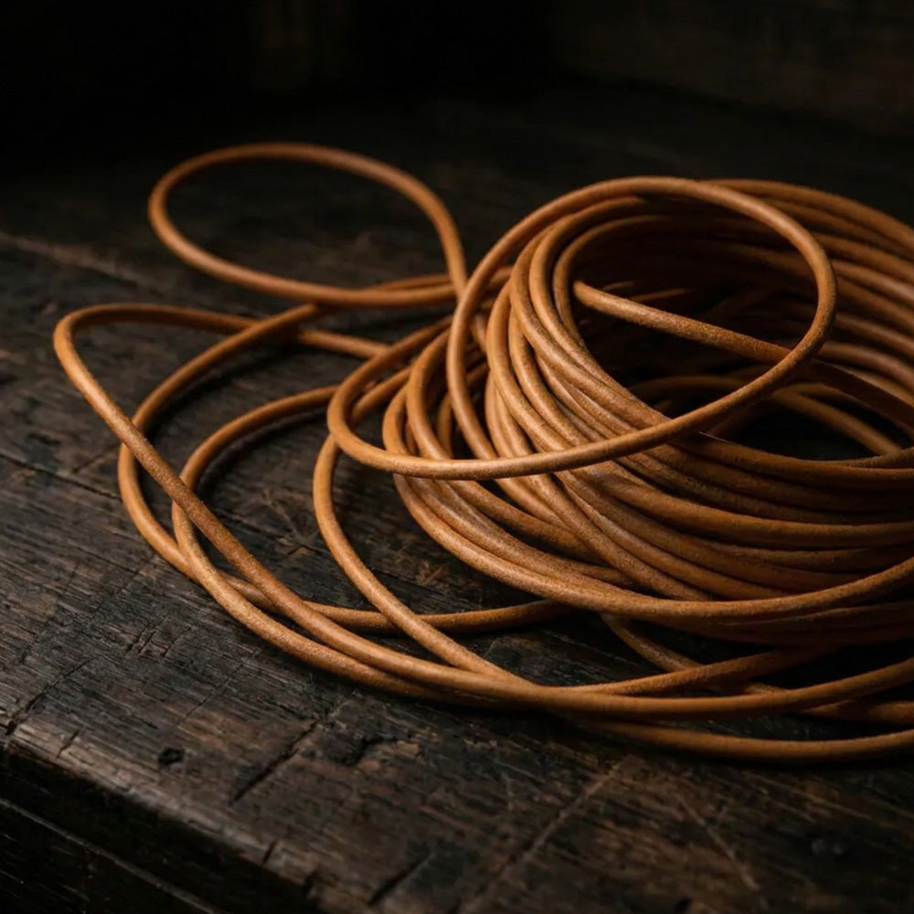 Lacet de cuir rond 2/3/4/5mm 100cm - Tan